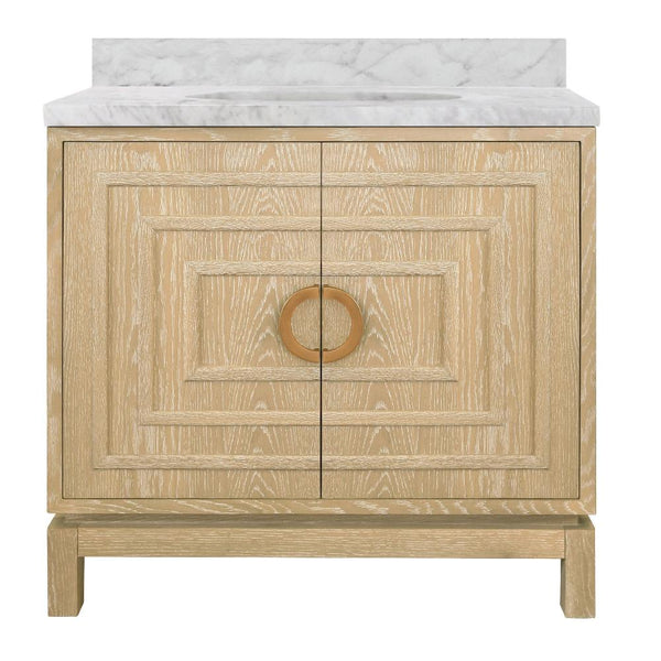 Montreal Natural Vanity with white marble top