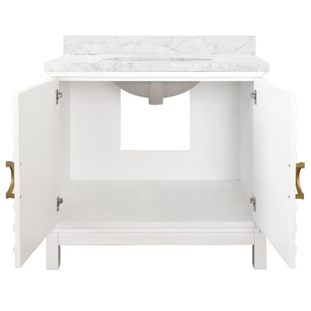 Montreal White Vanity with open doors