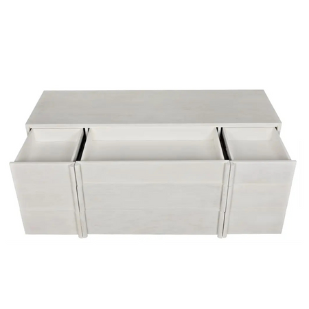 Morten White Nine Drawer Dresser - open drawers
