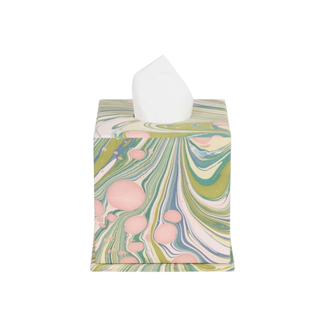 Moss Fire Marbleized Paper Tissue Box Cover