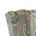 Moss Fire Marbleized Wastebasket Scalloped Edge