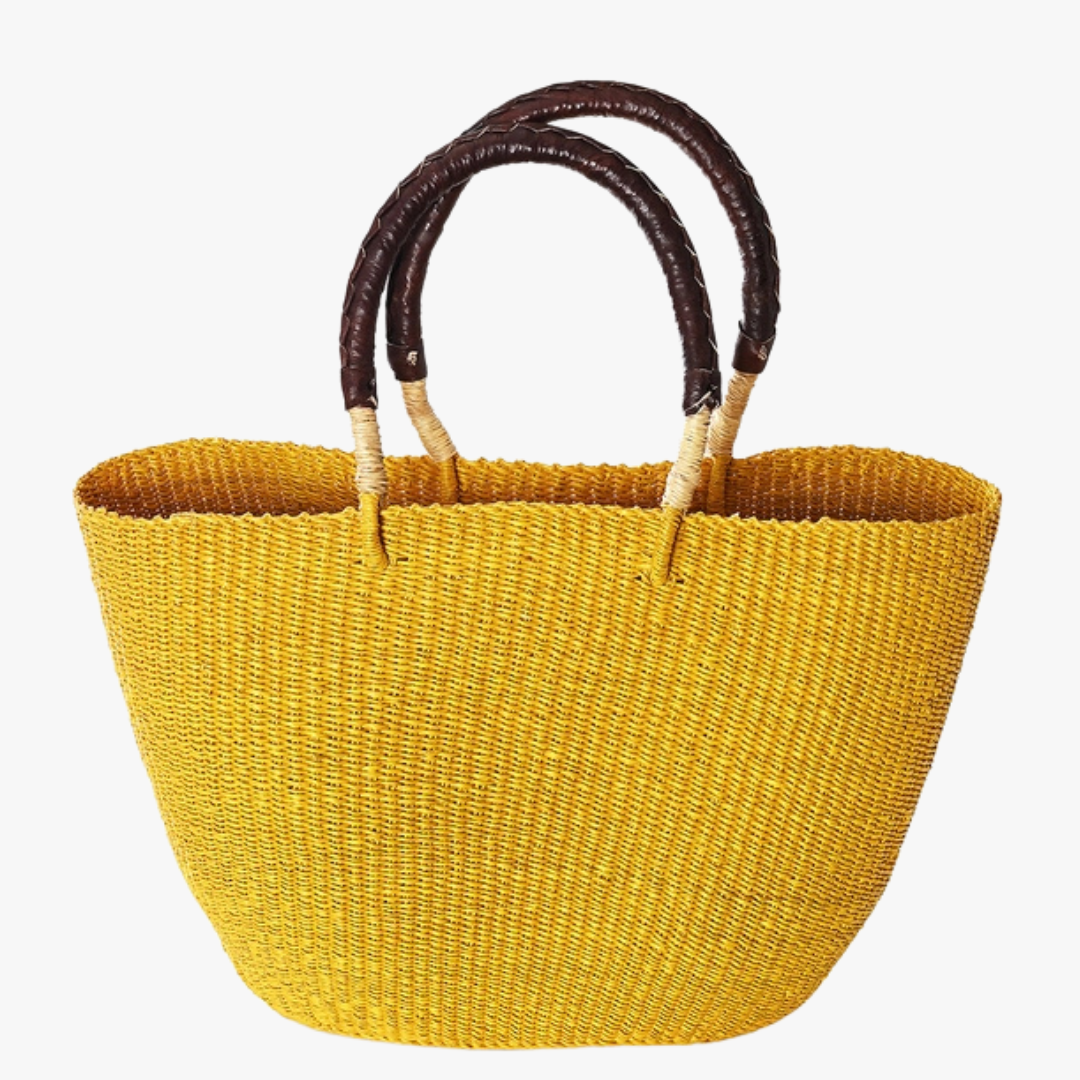 Mustard Marche Straw Tote