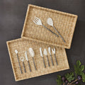 Caswell Small Woven Tray Set styled with utensils