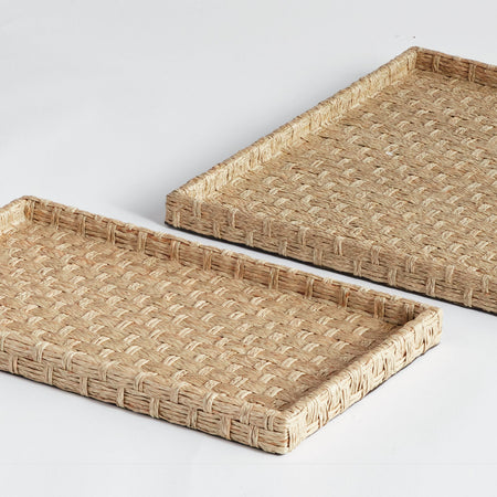 Caswell Woven Tray Set - two woven grass trays