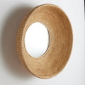St. Augustine Round Concave Rattan Wall Mirror side view