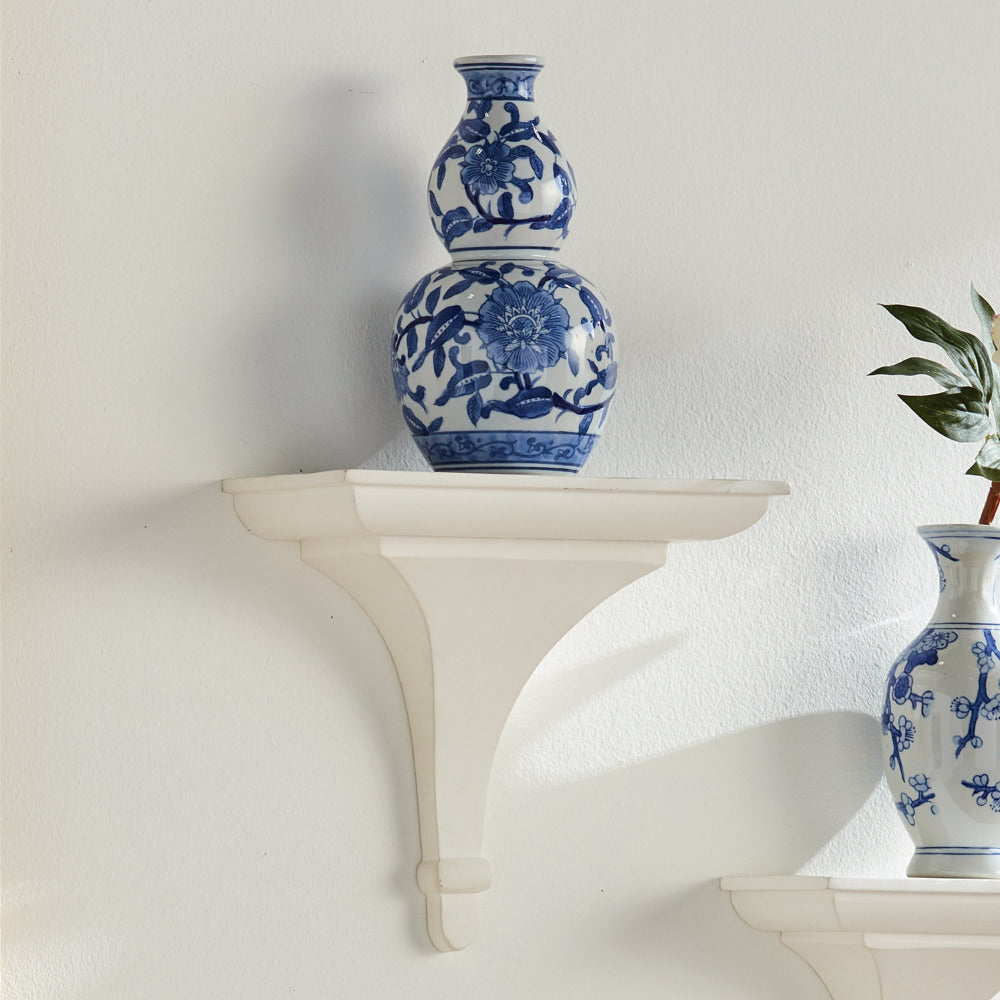 Breton White Wall Bracket - styled with vase