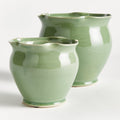 Pair of Margot Green Ruffle Edge Ceramic Pots 