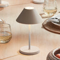 Alix Sand Rechargeable Lamp - 10 inch on dining table