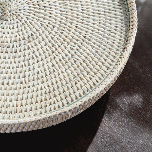 Mandalay Serving Stand - Whitewash closeup