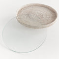 Mandalay Serving Stand - Whitewash - round glass insert