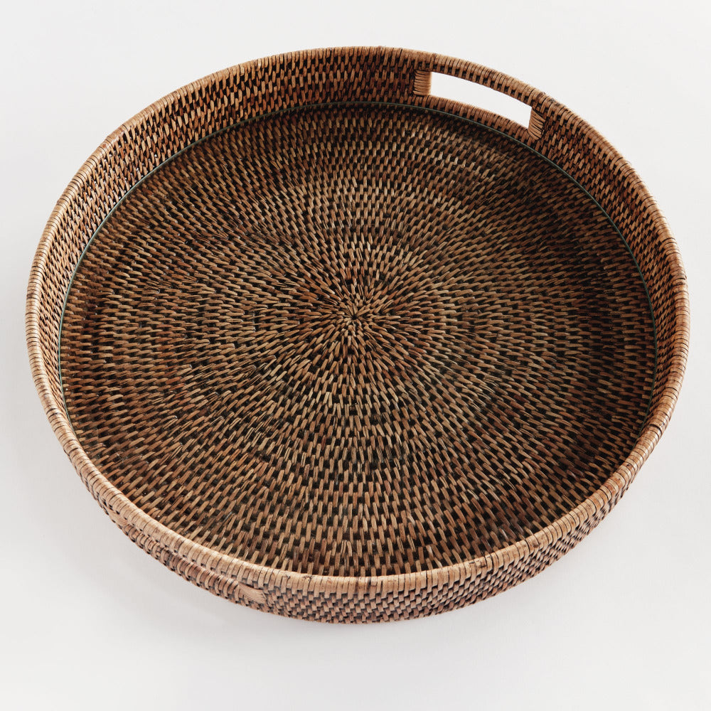 Mandalay Large Brown Rattan Serving Tray