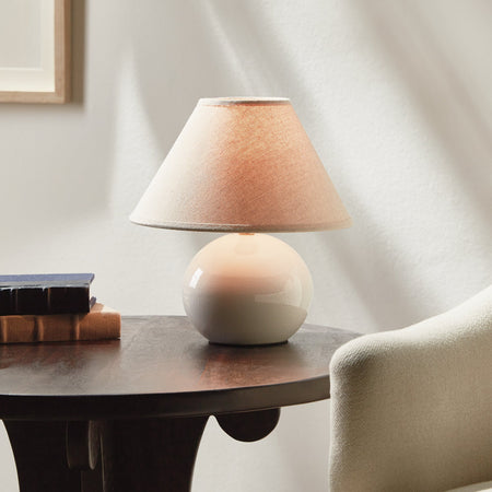 Mignon White Ceramic Mini Lamp on table