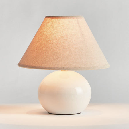 Mignon White Ceramic Mini Lamp illuminated
