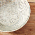 Mandalay Whitewash Rattan Serving Bowl with glass