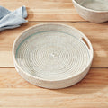 Mandalay Whitewash Rattan Serving Tray with Glass Insert 