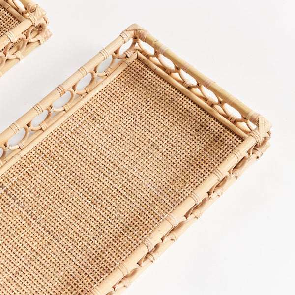 Nanette Rattan Rectangle Tray Set texture closeup