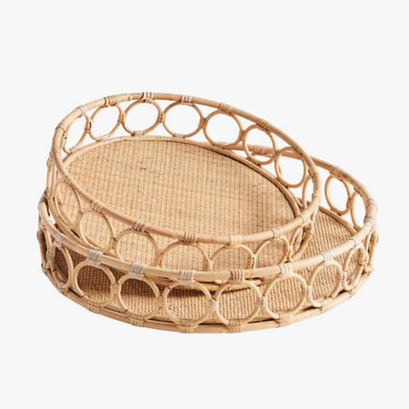 Nanette Rattan Round Tray Set