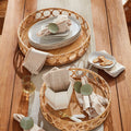 Nanette Rattan Round Tray Set styled on dining table
