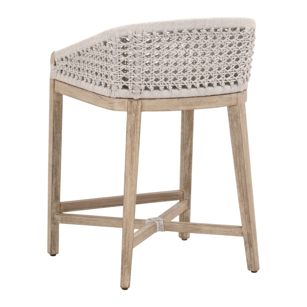 Naples Counter Stool - woven back - mahogany frame