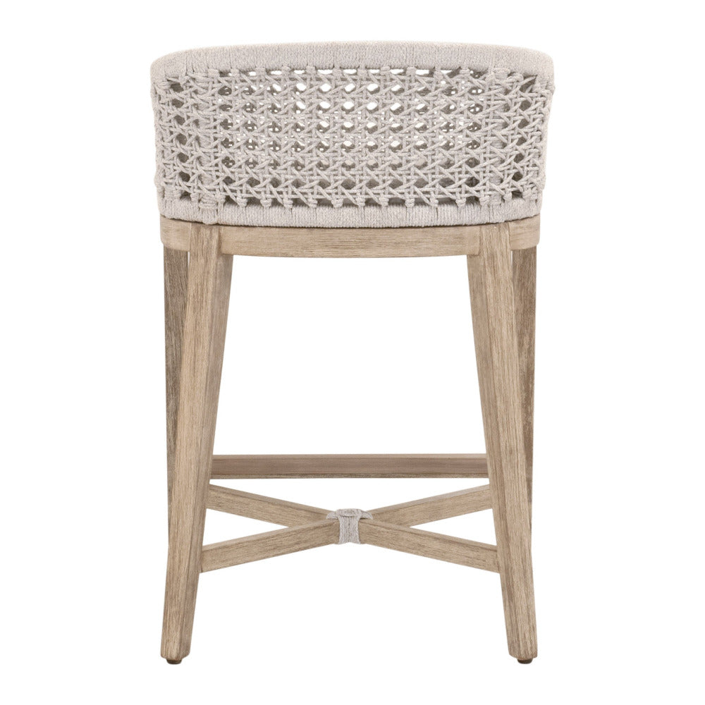 Naples Counter Stool - woven back - mahogany frame back view