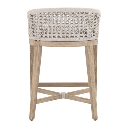 Naples Counter Stool - woven back - mahogany frame back view