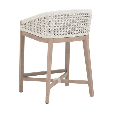 Naples Outdoor Teak Counter Stool woven rope back