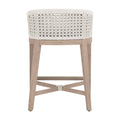 Naples Outdoor Teak Counter Stool woven rope back view