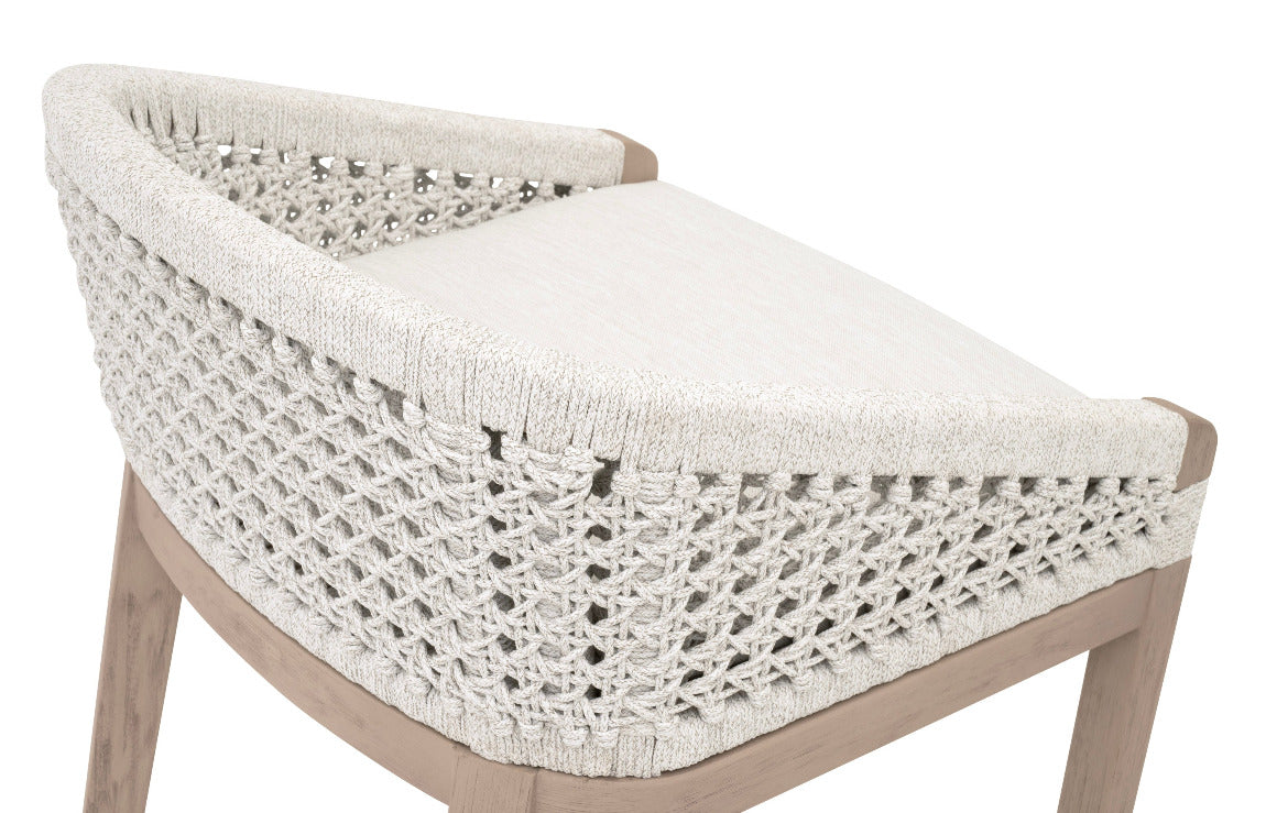 Naples Outdoor Teak Counter Stool woven rope details