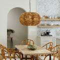 Natural Beaded Clamshell Chandelier styled in kitchen