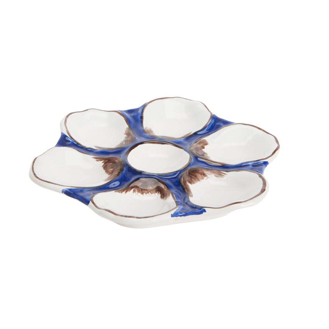 Navy Blue Divided Oyster Plate - Wall Hanging