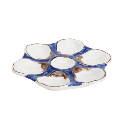 Navy Blue Divided Oyster Plate - Wall Hanging