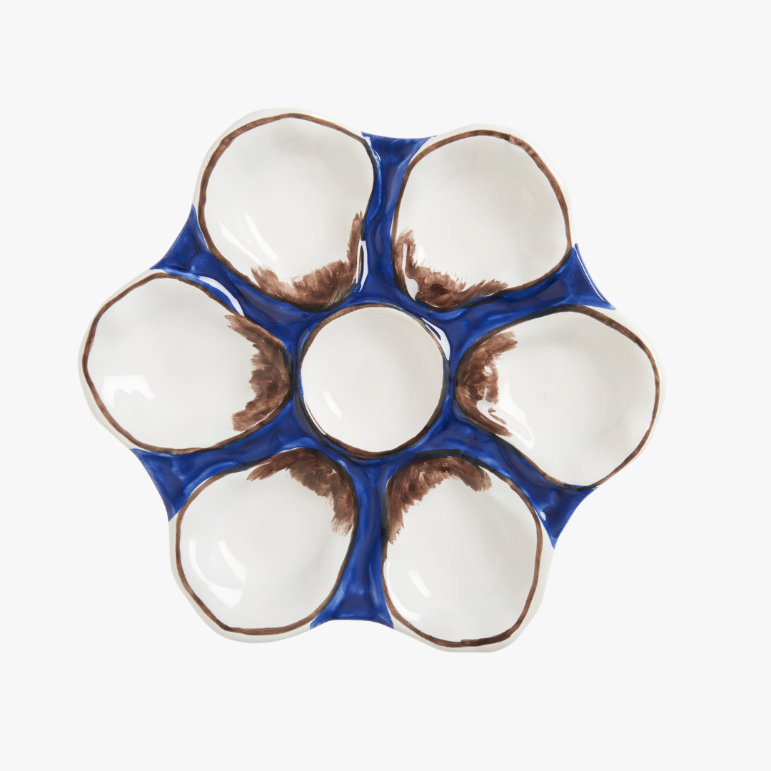 Navy Blue Divided Oyster Plate
