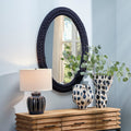 Reef Navy Rope Oval Mirror with Annette Table Lamp