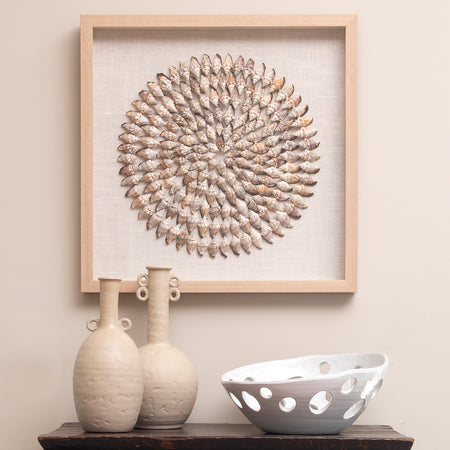 Naya Framed Shell Wall Art above console table