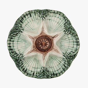 Nola Green and Brown Oyster Plate