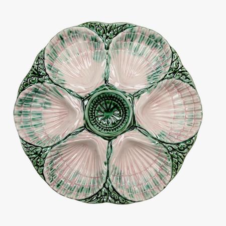 Nola Green and Pink Oyster Plate
