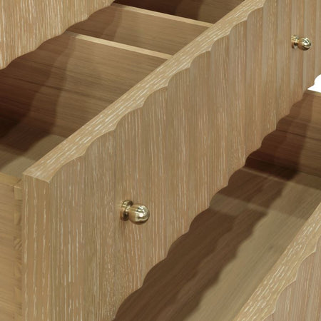 Seaford Fluted Oak Double Vanity Drawer details