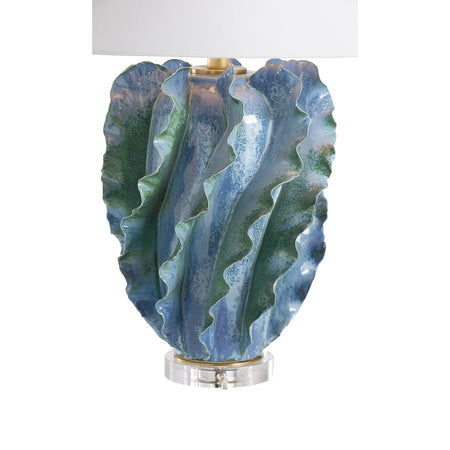 Ocean Waves Table Lamp - blue and green ceramic