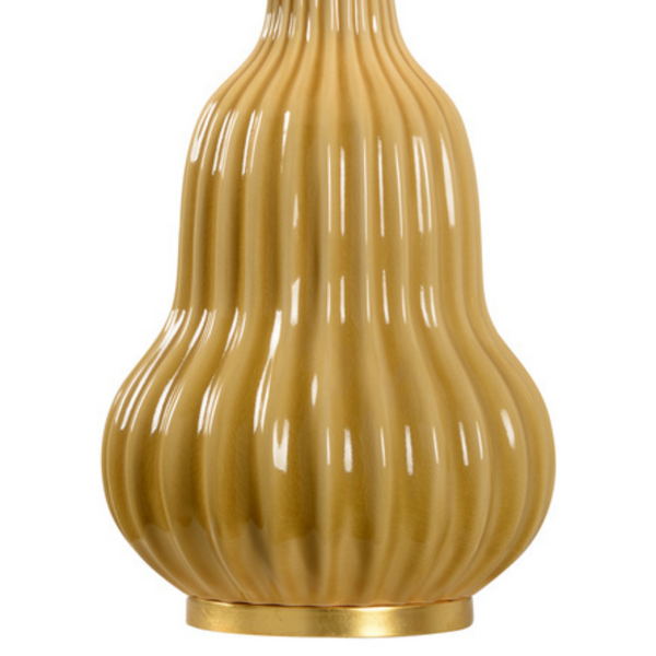 Odette Butterscotch Lamp Ribbed Base Closeup