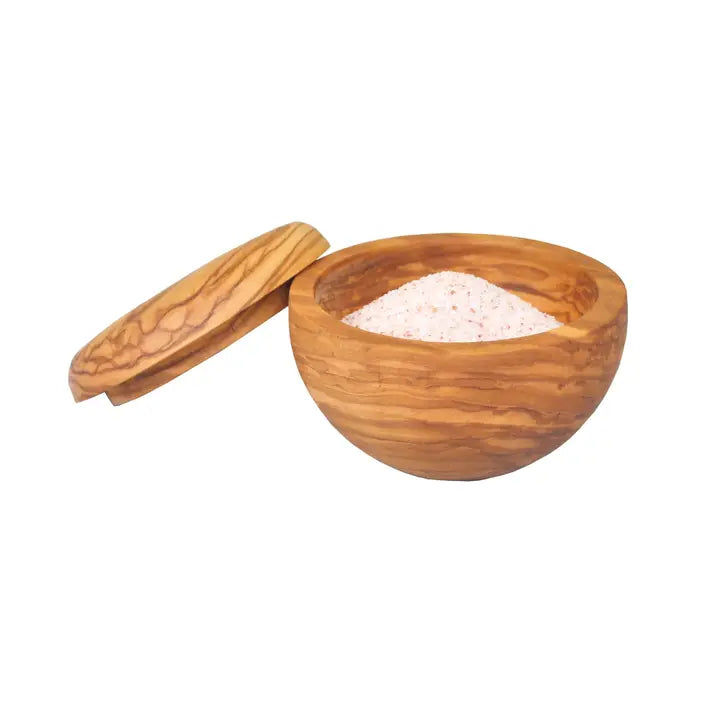 Olive Wood Pinch Pot with salt