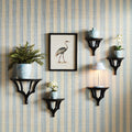 Oliver Black Wood Wall Bracket styled on striped wall