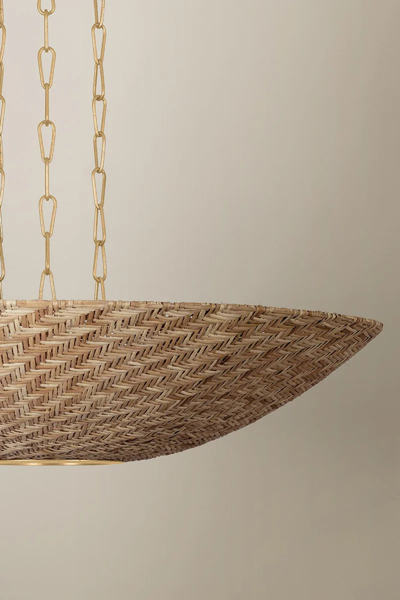 Ortiz Woven Rattan Pendant - basket weave closeup