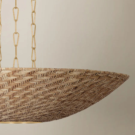 Ortiz Woven Rattan Pendant - basket weave closeup