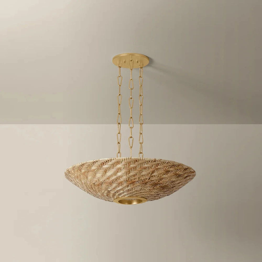 Ortiz Woven Rattan Pendant on ceiling