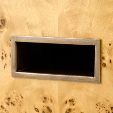 Oscar Burl Wood Accent Table Brushed Brass Details