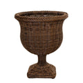 Outdoor Braided All Weather Wicker Urn - Dark Walnut