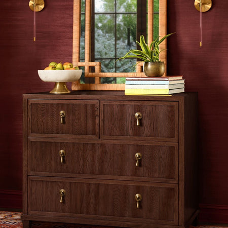 Porter Brown Oak Chest styled with Rhodes Mirror