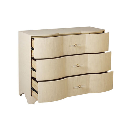 Phillip Natural Grasscloth Chest with open drawers