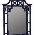 Chinoiserie Bamboo Pagoda Navy Blue Lacquer Mirror side view