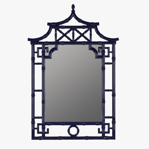 Pagoda Navy Lacquer Mirror